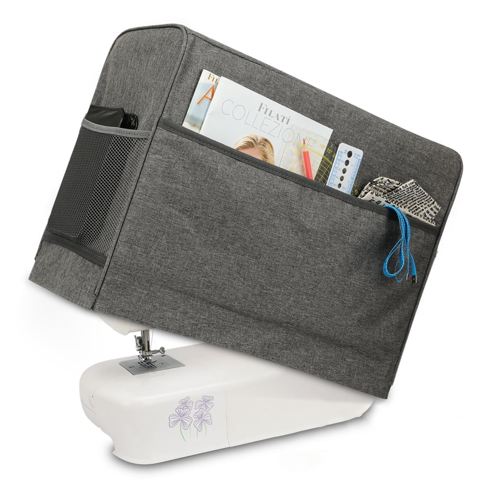 Sewing Machine Carrying Case Sewing Machine Carrying Case with Multiple  Storage Pockets, Universal Tote Bag with Shoulder Strap Compatible,Gray 