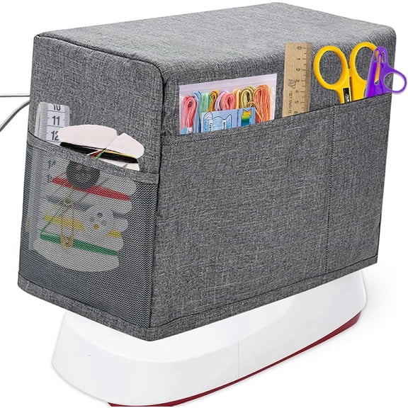 Godery Sewing Machine Cover with Storage Pocket and Side Handles, Gray, 1 Pack