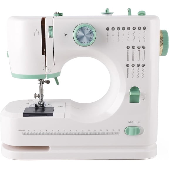 Sewing Machine, Double and Double Thread, 16 Stitch Applications, Lightweight Household Electric Sewing Machine for beginners, with Foot Pedal, Light, Storage Drawer, Accessory Kit