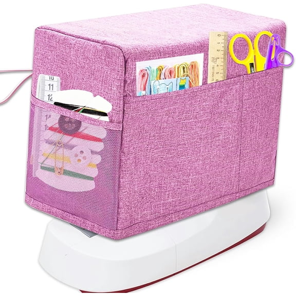 Sewing Machine Dust Cover, Protective Cover with Storage Pocket and Side Handles, Pink Sewing Patterns