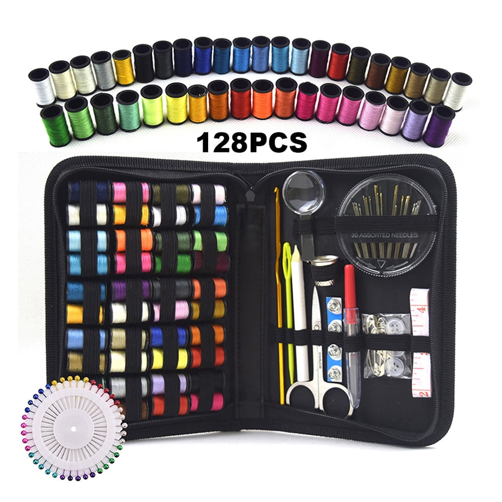 Kibhous Household Portable Sewing Kit with Case, 115 Pieces Sewing  Supplies, Sewing Set Multi-function Sewing Needle Box Set, Black