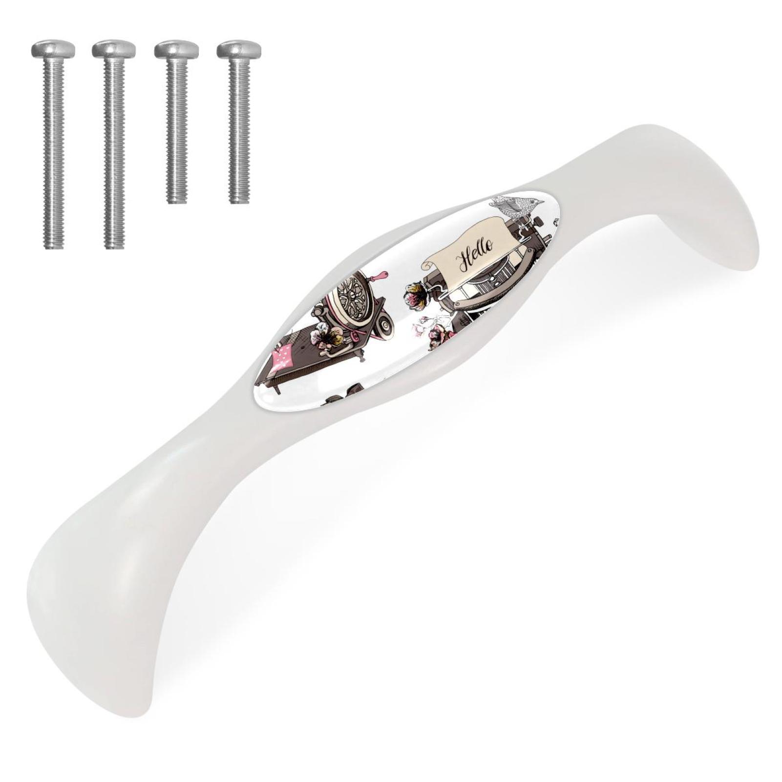 Sewing Machine Knob 4 Pack Arched Drawer Pulls Crystal Glass White