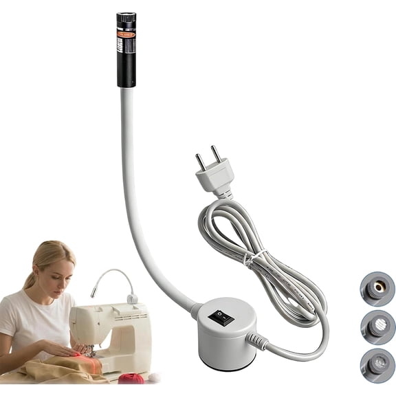 Sewing Machine Laser Guide with Interchangeable Dot/Line/Crosshair Heads, Magnetic Positioning Red Light for Serger & Embroidery Machines, USB-Powered Adjustable Alignment Tool.