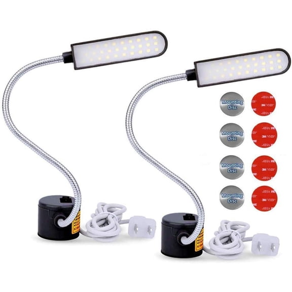 Sewing Machine Light LED Lighting (30LEDs) 6 Watt Multifunctional Flexible Gooseneck Arm Work Lamp with Magnetic Mounting Base for Workbench Lathe Drill Press 2 Pack