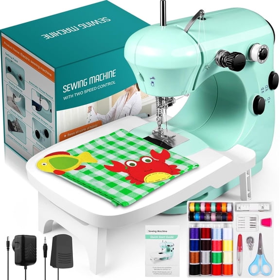 Sewing Machine, Mini Sewing Machines for Beginner with  Material,  Speed Portable Sewing Machines with Extension Table, Light - Easy to Use,   for  & Women