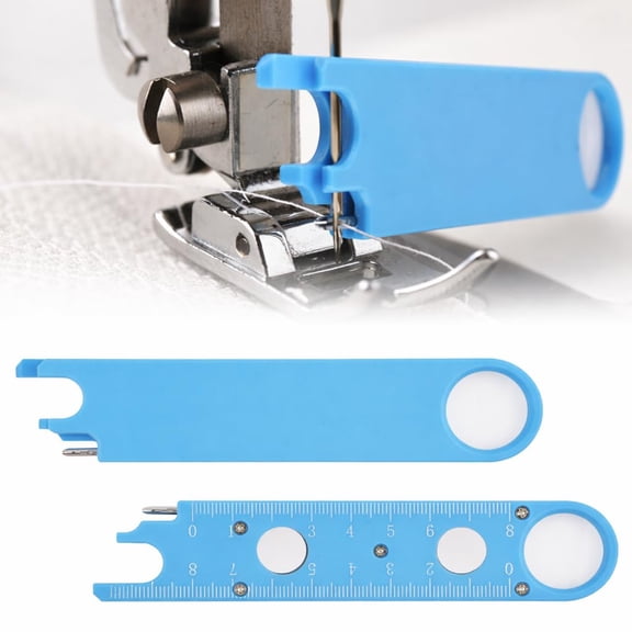 Sewing Machine Needle Threader Tool, Quick Threading Device with Alignment Guide Sewing Tool, Magnetic Back & Built-in Ruler Sewing Supplies, Multi-Function Needle Threader for Machine Sewing