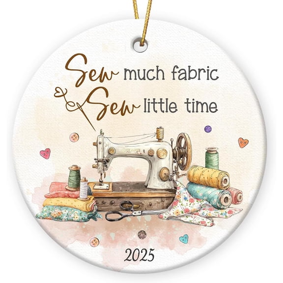 Sewing Machine Ornament 2025 - Gifts for Sewing Lovers Women, for Quilters Mom Sister, Ceramic Quilt Ornaments for Christmas Tree Decorations, Cool Presents for Grandma undefined