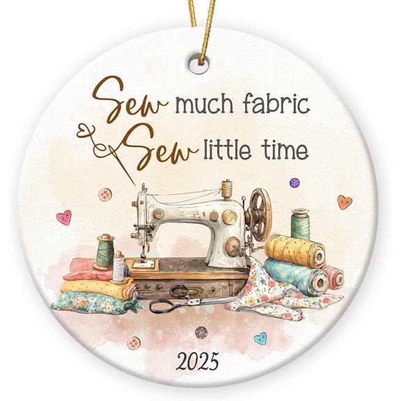 Sewing Machine Ornament 2025 - Gifts for Sewing Lovers Women, for Quilters Mom Sister, Ceramic Quilt Ornaments for Christmas Tree Decorations, Cool Presents for Grandma