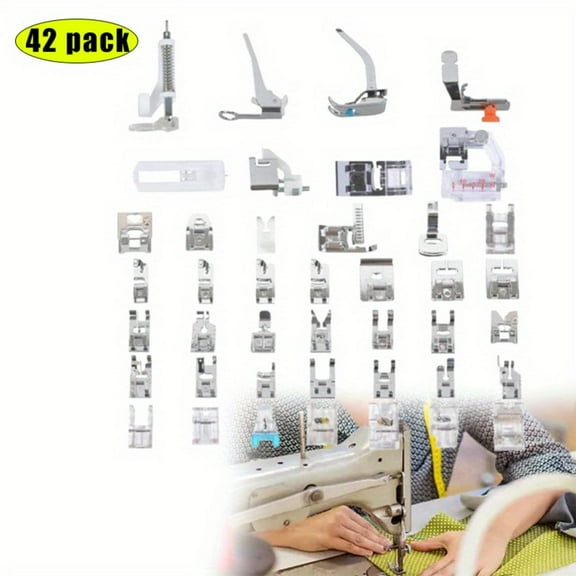 Sewing Machine Presser Feet Set 42 Pcs for Brother, Babylock, Singer, Janome, Elna, Toyota, New Home, Simplicity, Necchi, Kenmore, and Most of Low Shank Sewing Machines