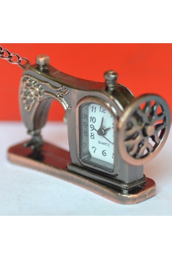 Sewing Machine Shape Quartz Pocket Watch Mini Vintage Style Pendant Clock Small Timepiece for Tailor or Gift Use