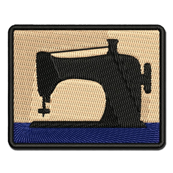 Sewing Machine Silhouette Applique Multi-Color Embroidered Iron-On Patch - 2.0 Inch Mini
