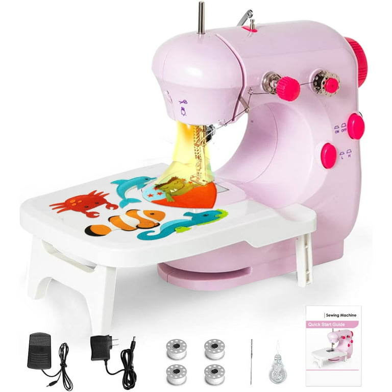 Sewing Machine, Small Sewing Machine with Extension Table for Beginners,  Kids Sewing Machine Adjustable 2 Speed with Sewing Kits, Best Gift for Kids