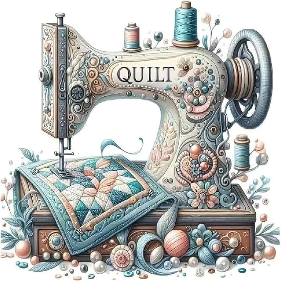 Sewing Machine Stamped Kits - Sewing Machine Counted Kits for Adults, Needlepoint - Patterns Needlecrafts Embroidery Kits 13.7x13.7 Inches
