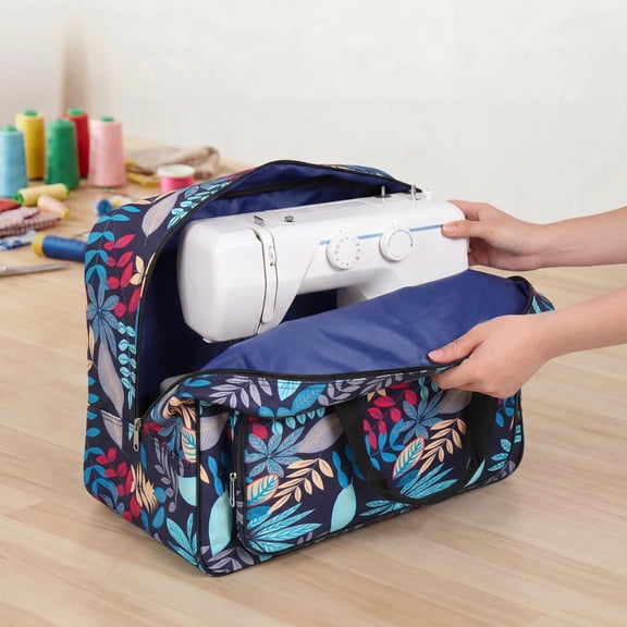 Sewing Machine Storage Tote Bag Oxford Cloth Large Capacity Sewing Machine Carrying Case with Full Width Smooth Zip for Craft