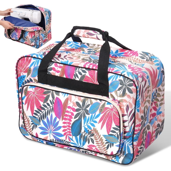 Sewing Machine Storage Tote Bag Oxford Cloth Large Capacity Sewing Machine Carrying Case with Full Width Smooth Zip for Craft