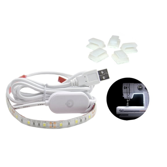 HEMOTON Sewing Machine LED Light with Strong Adhesive for Easy Installation White Plastic 5V Strip Light for Sewing Machine