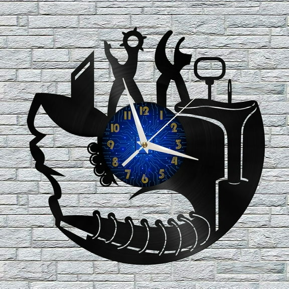 Sewing Machine Tool Vinyl Wall Clock, Vinyl Record Clock Wall Art Silent & Non-ticking(12 inchs B)