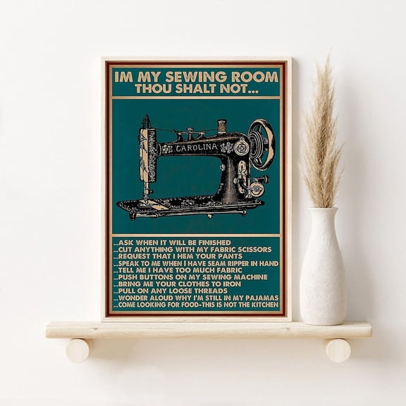 Sewing Machine Vintage Art Print, Sewing Room Rules Print, Sewing Wall Hanging, Sewing Lover Idea, Tailor Store Print Home Decor #3038, 8x12 UNFRAMED