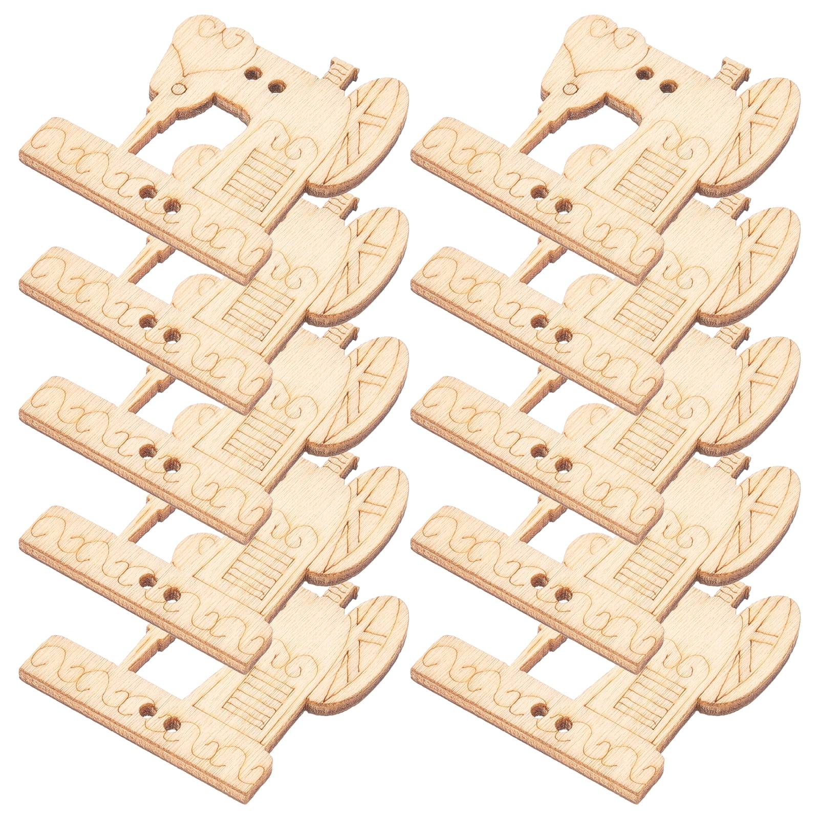 Sewing Machine Wood Chips Needles Toy Handmade Graffiti Unfinished