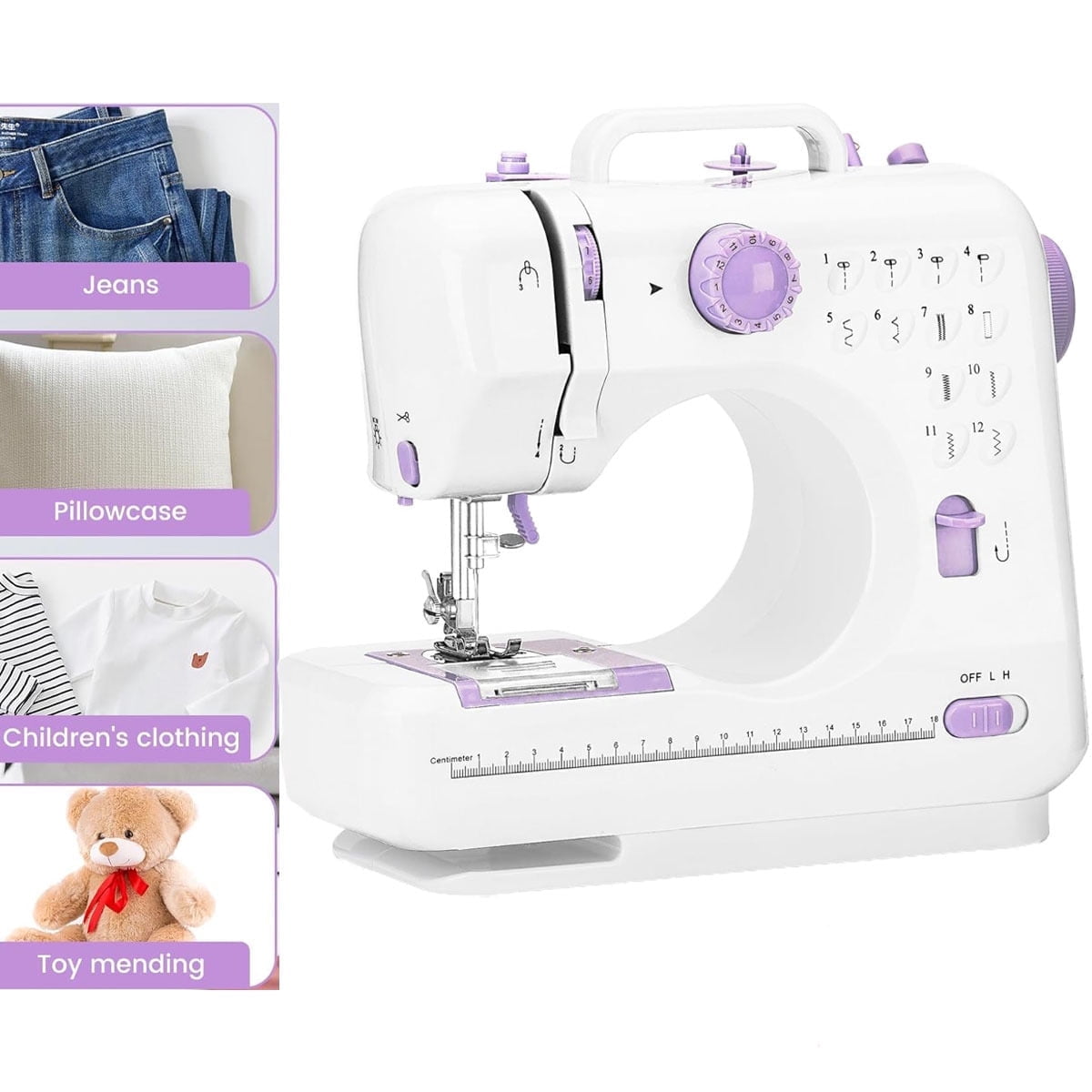 Machine Stitch Sewing Machine for Beginners,12 Built-in Stitches Portable Sewing ...