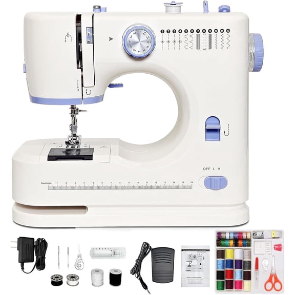 Sewing Machine with 12 Built-in, Stitches & 2 Speed(High-Low Speeds) Sewing Machine for Beginners with Accessory Kit,with Foot Pedal,LEDLight