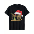 thumbnail image 1 of Sewing Machine with Santa Hat Christmas TShirt Black Regular Fit Unisex Tee, 1 of 6