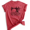 thumbnail image 1 of Sewing Mends The Soul Shirt, Unisex Women's Shirt, Crafting Shirt, Sewing Shirt, Sewing Machine Shirt, Heather Red, X-Large, 1 of 6