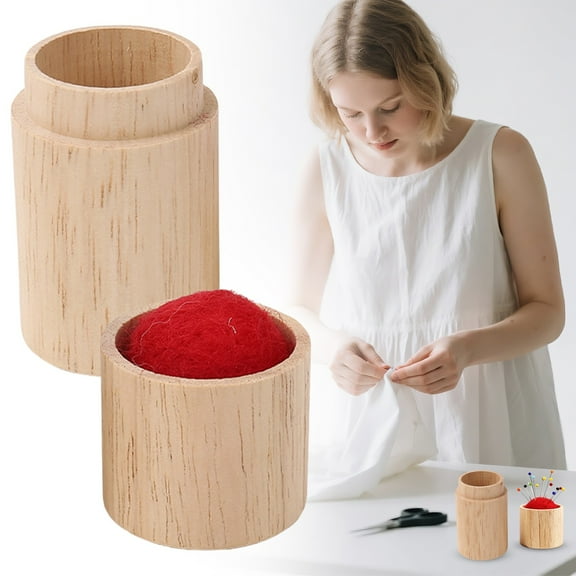 Sewing Needle Holder Case, Wooden Sewing Needle Holder Pincushion, Pin Cushion, Sewing Pin Cushion, Travel-Friendly Needle Holder Craft Organizer for Embroidery, Knitting and Sewing Essentials