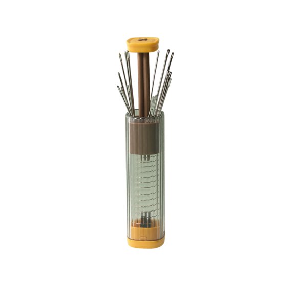 Sewing Needle Set Magnetic Press Type Yellow Storage Bottle Kit With 20 Pcs Needles Threader Helper Tool For Household Sewing Craft