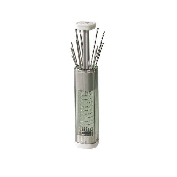 Sewing Needle Storage Set, Magnetic Push Button, Gray Transparent, 1 Needle Bottle with 20 Sewing Needles 1 Needle Threader 1 Threading Tool, Hand Sewing Craft Mending Supplies for Home DIY Tailors