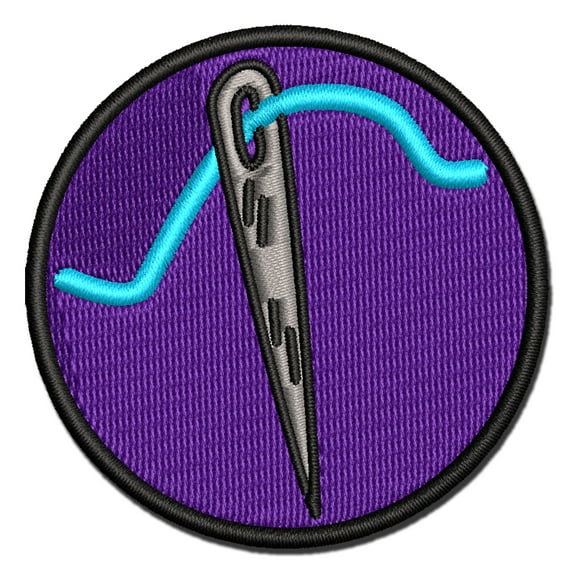 Sewing Needle and Thread Applique Multi-Color Embroidered Iron-On Patch - 3 Inch Medium