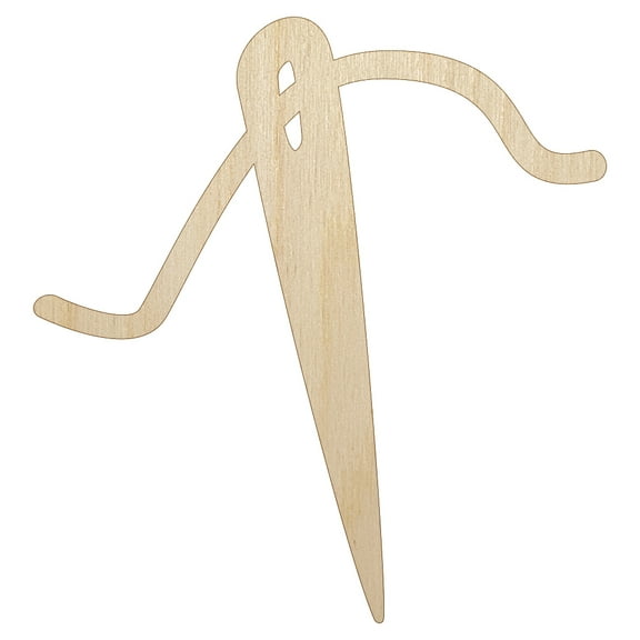 Sewing Needle and Thread Wood Shape Unfinished Piece Cutout Craft DIY Projects - 6.25 Inch Size - 1/4 Inch Thick