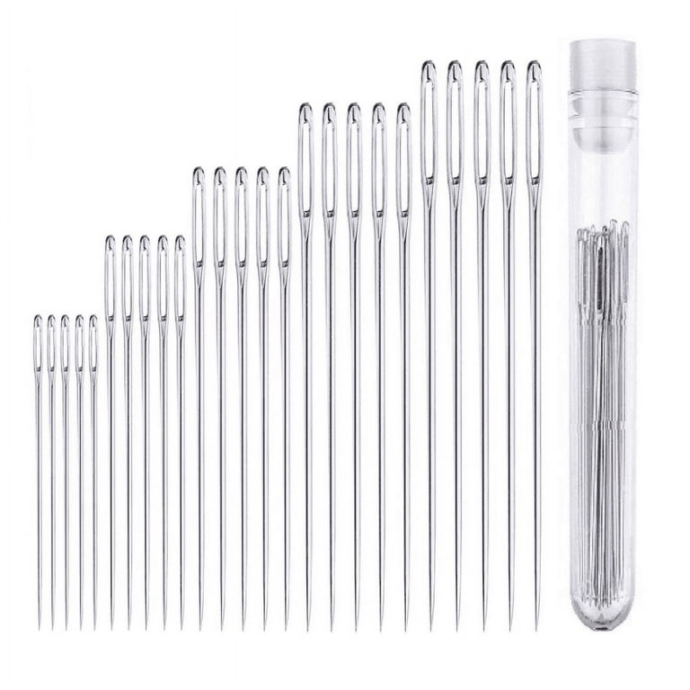 30 PCS Large Eye Sewing Needles 6 Sizes Sewing Sharp Needles Stainless  Steel Large Eye Embroidery Needles for Hand Sewing with 2 Needle Threaders  and