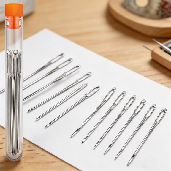 Sewing Needles, Sharp Needles, Leather Embroidery Thread Needle, Stainless Steel Yarn Knitting Needle with Plastic Bottle