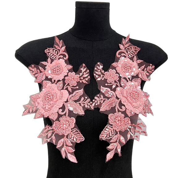 Sewing On Iron On Flower Patches with Sequins Embroidery for Easy Crafting Projects Polyester