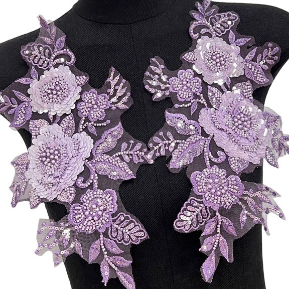 Sewing On Iron On Flower Patches with Sequins Embroidery for Easy Crafting Projects Polyester