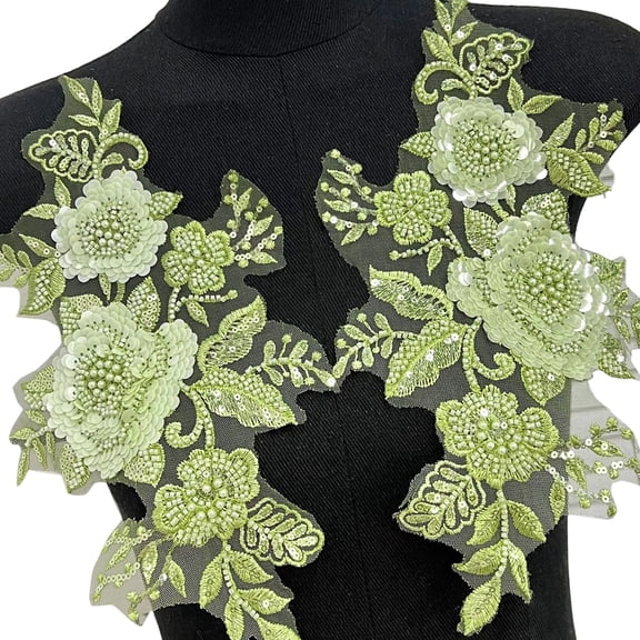 Sewing On Iron On Flower Patches with Sequins Embroidery for Easy Crafting Projects Polyester
