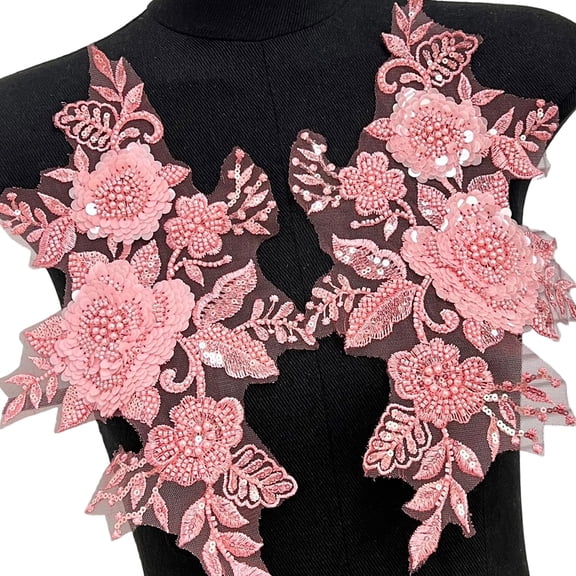 Sewing On Iron On Flower Patches with Sequins Embroidery for Easy Crafting Projects Polyester
