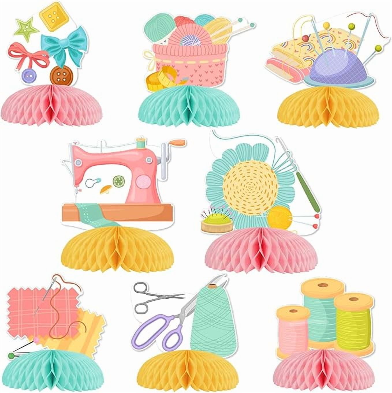 Sewing Party Decorations, 8pcs Sewing Machine Theme Honeycomb Centerpiece Tailor Seamstress Theme Party Table Decorations for Sewing Theme Birthday Baby Shower Party Supplies