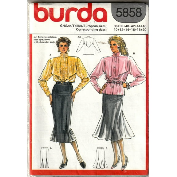 Sewing Pattern Burda 5858 Vintage Women's Outfit, Size 10-20
