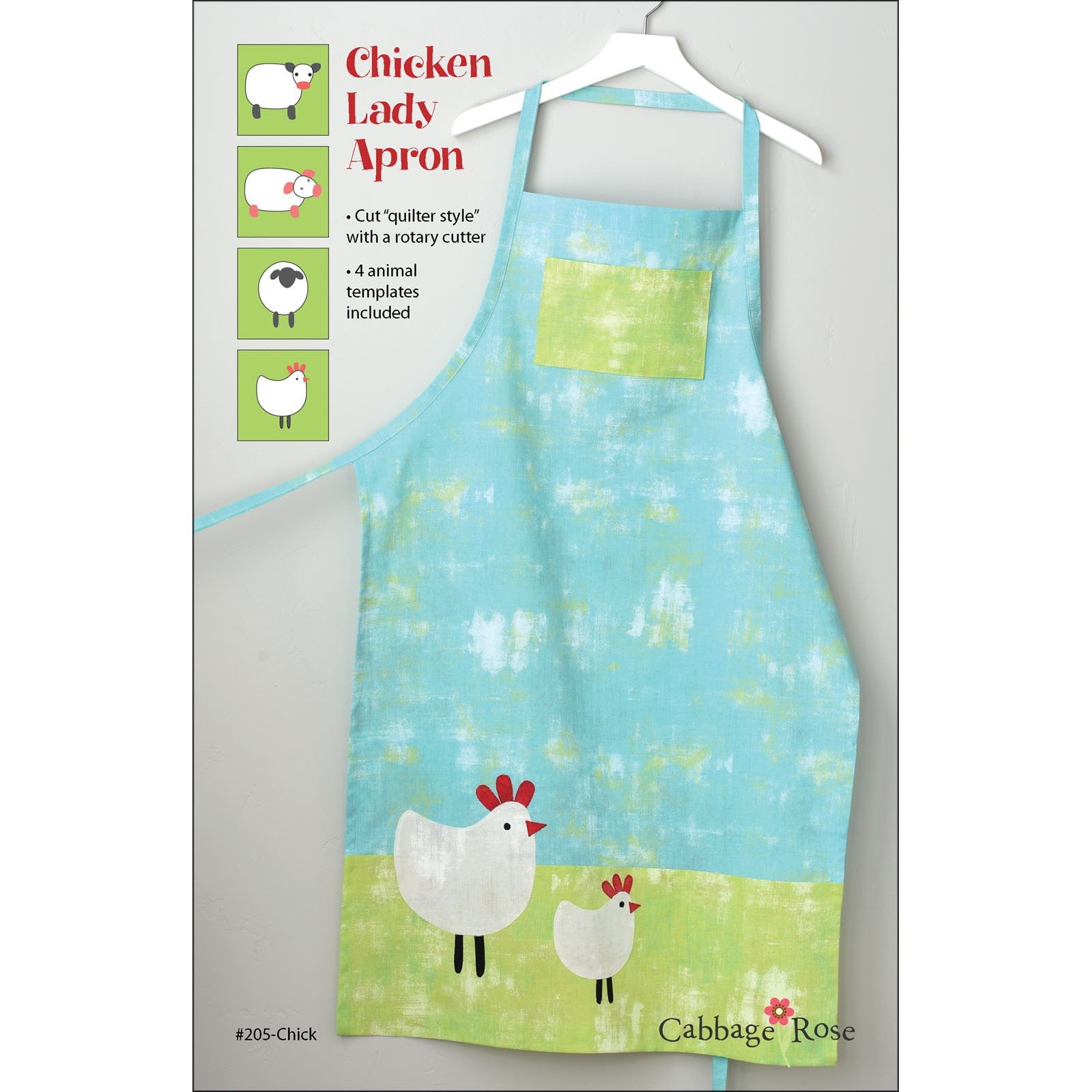 Sewing Pattern for Chicken Lady Apron.The pattern for the Chicken Lady