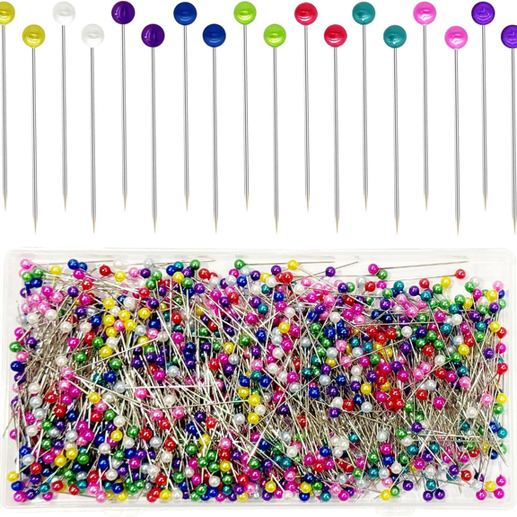 Sewing Pins, 1.5 Inch Pearl Head Pins for Fabric Quilting Dressmaking Craft, Corsage Stick Pins Jewelry DIY, Multicolor , 1200 Pcs