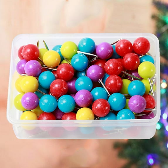 Sewing Pins 100pcs/Box 10MM DIY Colorful Sewing Set Plastic Big Ball Head Straight Clothing Accessories Needle for Craft Decoration Dressmaker Quilting
