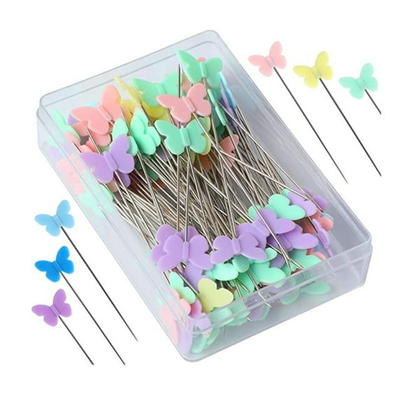 Vaidhai Flat Head Sewing Pins, 100 Pack Colorful Quilting Positioning Needles with Storage Box, DIY Fabric Marking Pins for Embroidery Hand Stitching Crafts