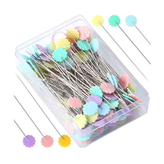 Sewing Pins with Flat Head for Fabric Marking | 100 Pack Colorful Pin Needles for DIY Sewing Crafts | Quilting Pins for Hand Stitching Embroidery | Positioning Needles
