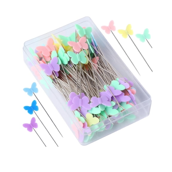 Sewing Pins for Fabric Quilting and Patchwork with Butterfly Head Straight Pins Steel Needle Pins in Storage Box