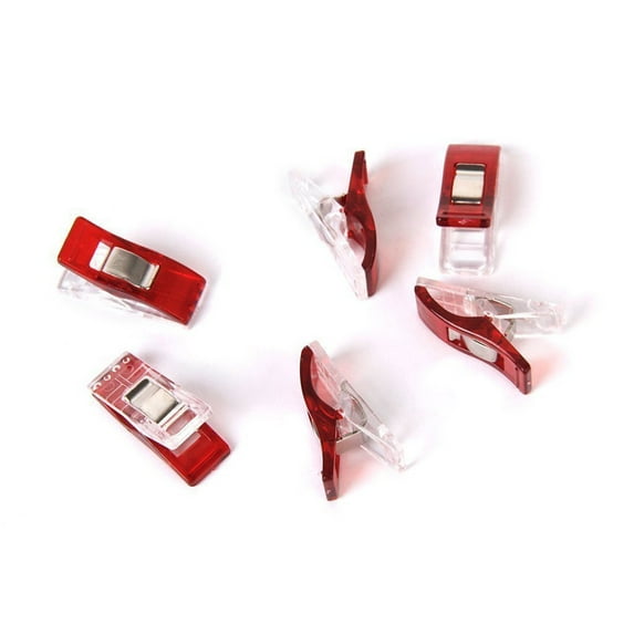 Sewing Quilt Binding Clips | Plastic Clamps for Crafting, Fabric Holding, Marked Measurement Lines | Pack of 10 Colorful Red | 2.7x1x1.5cm Durable Craft Supplies