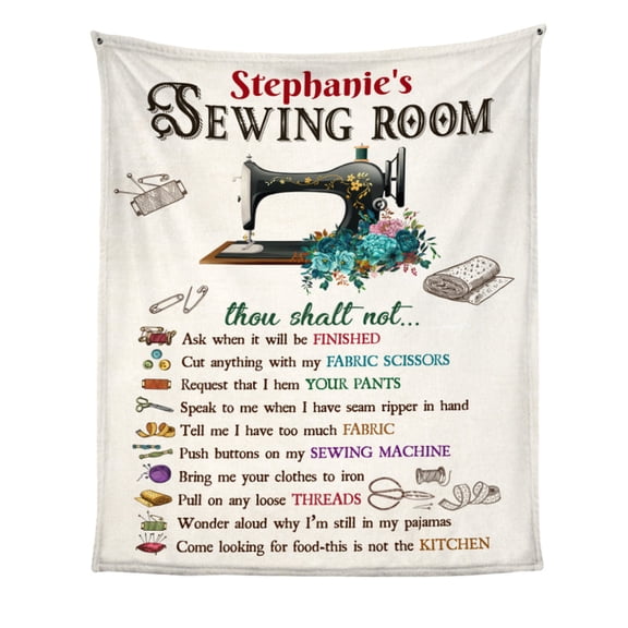 Sewing Room Rules Craft Lover Decor Fleece Blanket, 30x40in Fleece Blanket