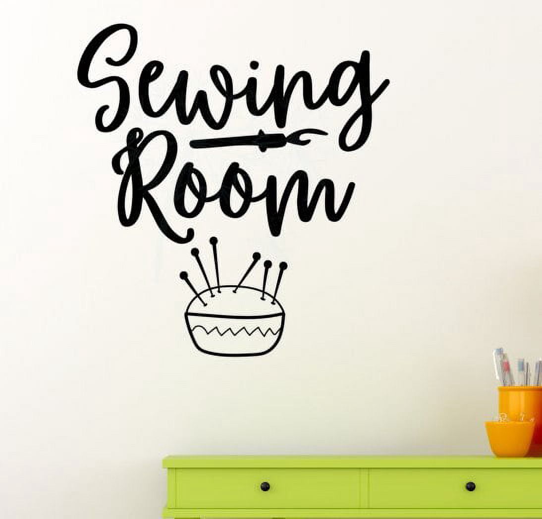 Sewing Room Wall Decals Sticker Vinyl Lettering Craft Hobby Room Decor 22x23-Inch Black