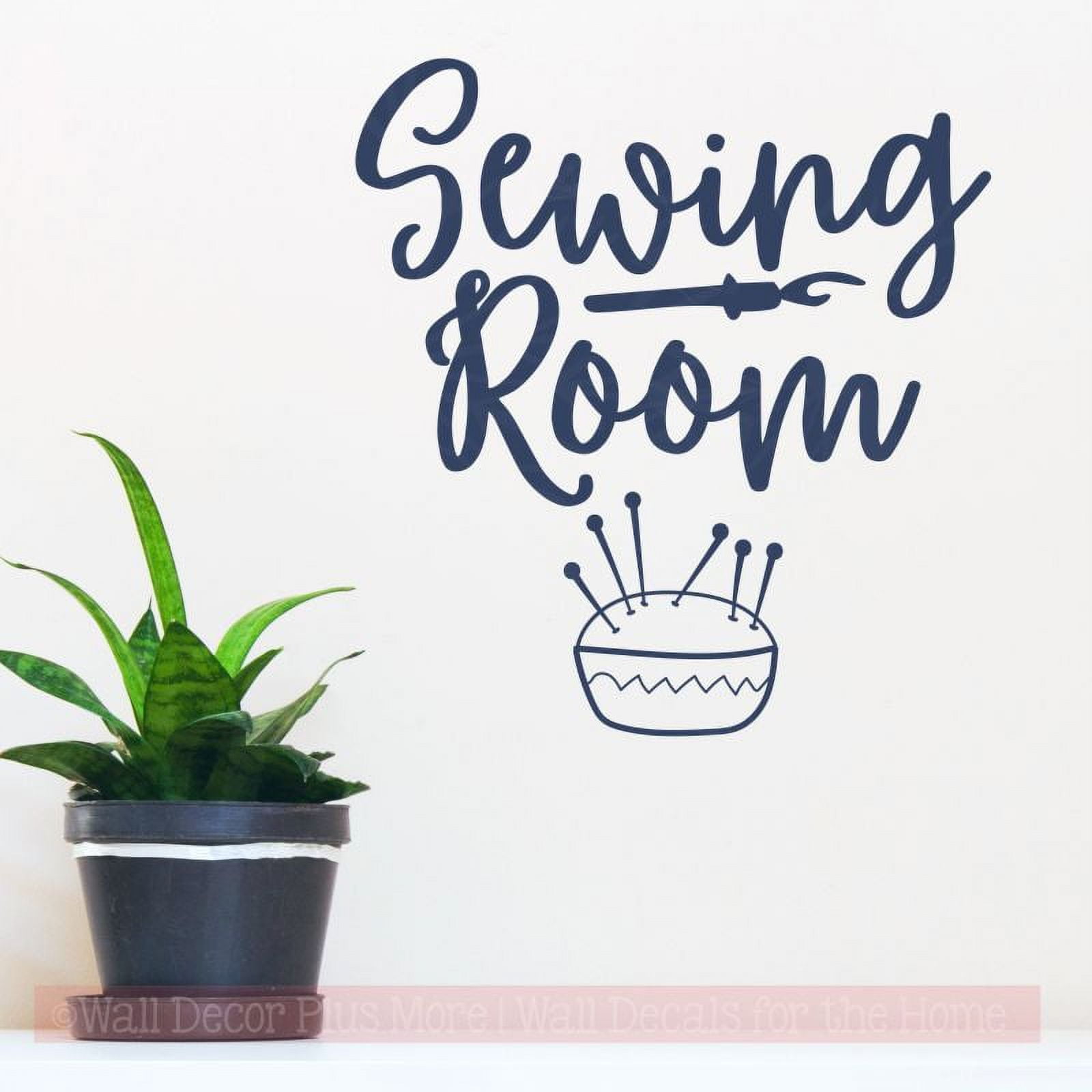 Sewing Room Wall Decals Sticker Vinyl Lettering Craft Hobby Room Decor 22x23-Inch Deep Blue